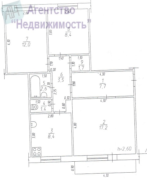 Трехкомнатная квартира по пр.Текстильщиков, 9/2 г. Ленинск-Кузнецкий