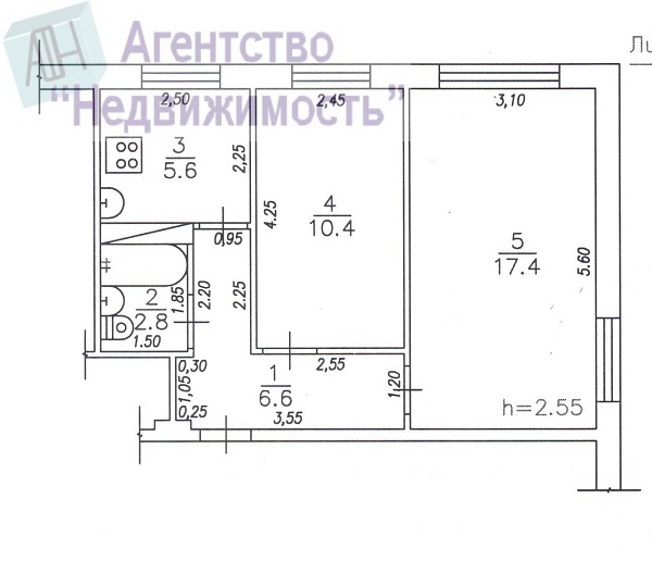 Двухкомнатная квартира по пр. Кирова, д. 100а        г. Ленинск-Кузнецкий